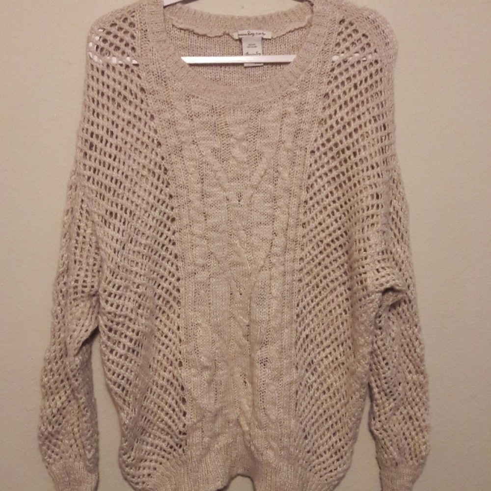 Oversized loose cable knit sweater American Rag